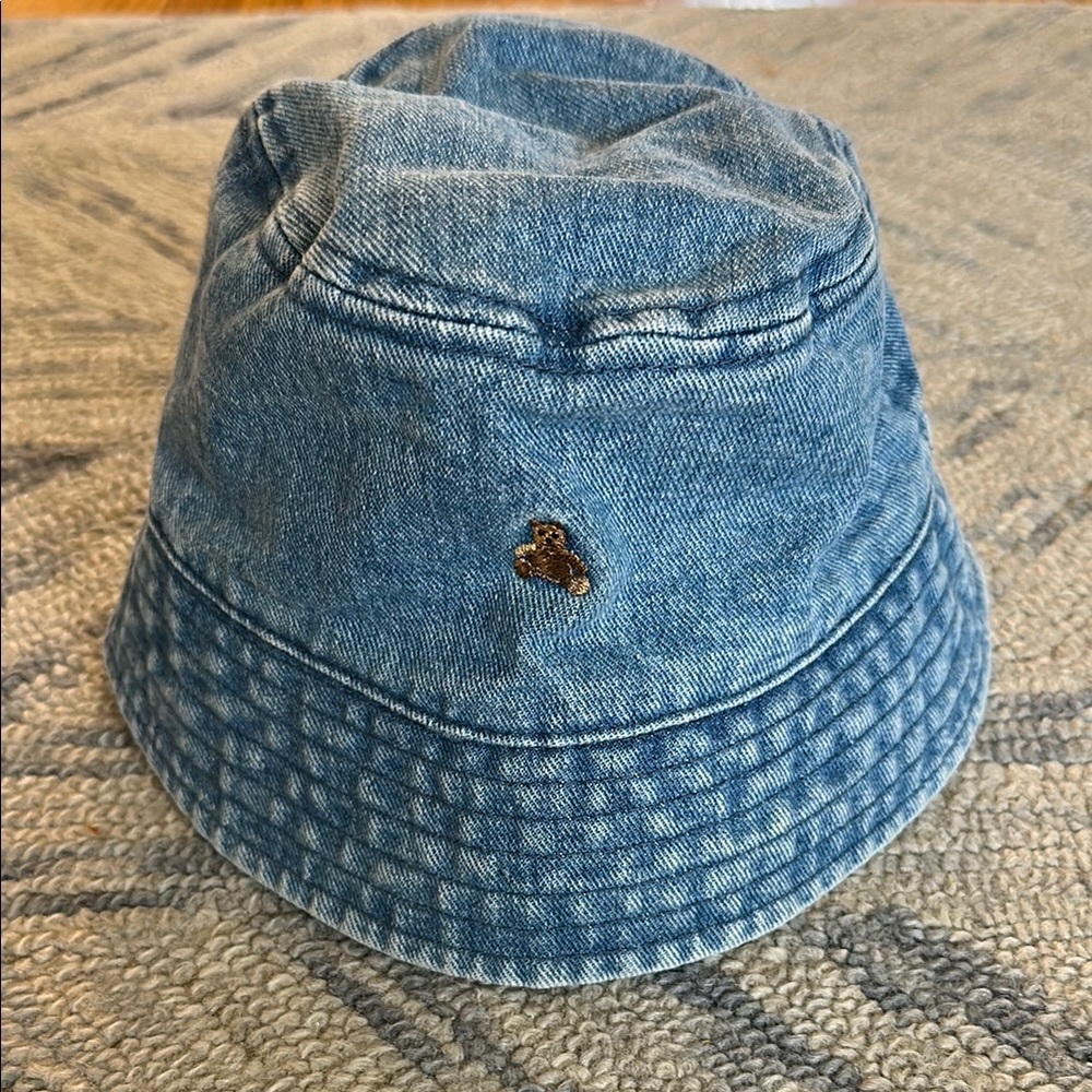 GAP Baby Denim Bucket Hat with Embroidered Bear